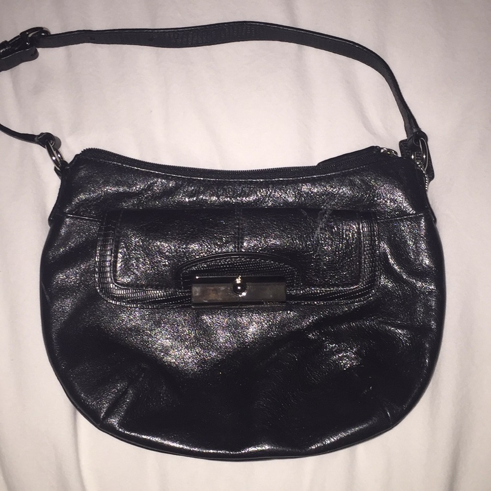 Coach black leather mini bag